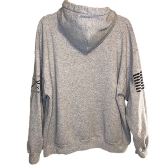 Grunt Style Gray Hoodie Vintage Look Kangaroo Pocket Size XL - Picture 6 of 12